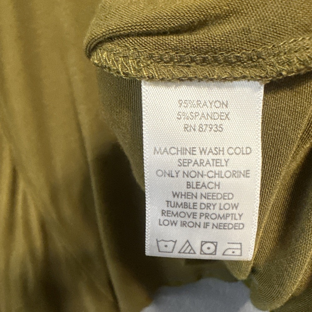 LOGO Lori Goldstein Tunic Top Size XL Olive Green Asymmetric Hem Lagenlook - Picture 4 of 6